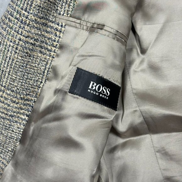 Hugo Boss Wool/Silk Tweed Blazer Sport Coat Glen Check Made in USA 42 - Picture 8 of 11